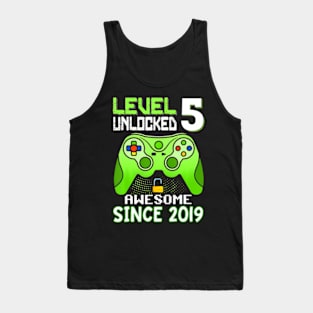 Level 5 Unlocked Awesome 2019 Video Game 5Th Birthday Boy Tank Top